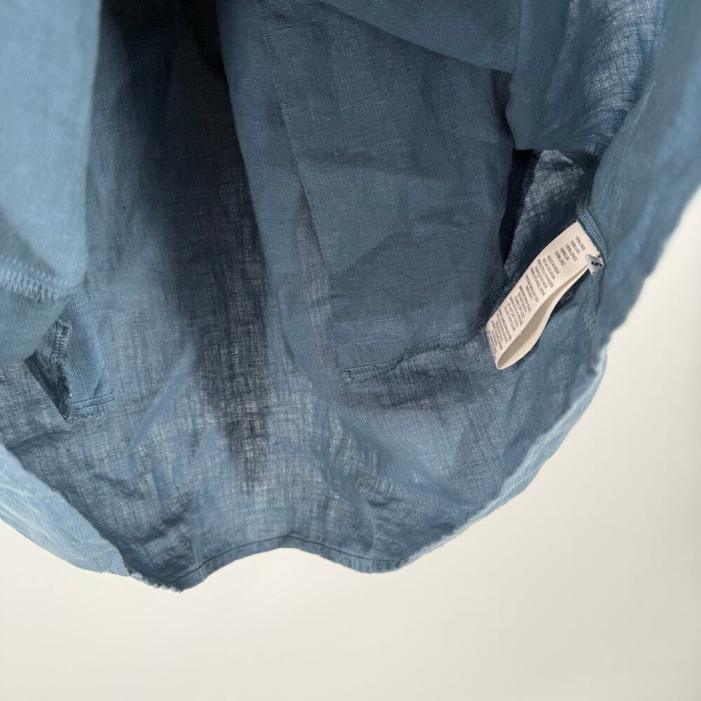 Cloth & Stone Dress Size Small NEW Anthropologie 100% Linen Mini Blue Smock NWOT - Picture 15 of 16